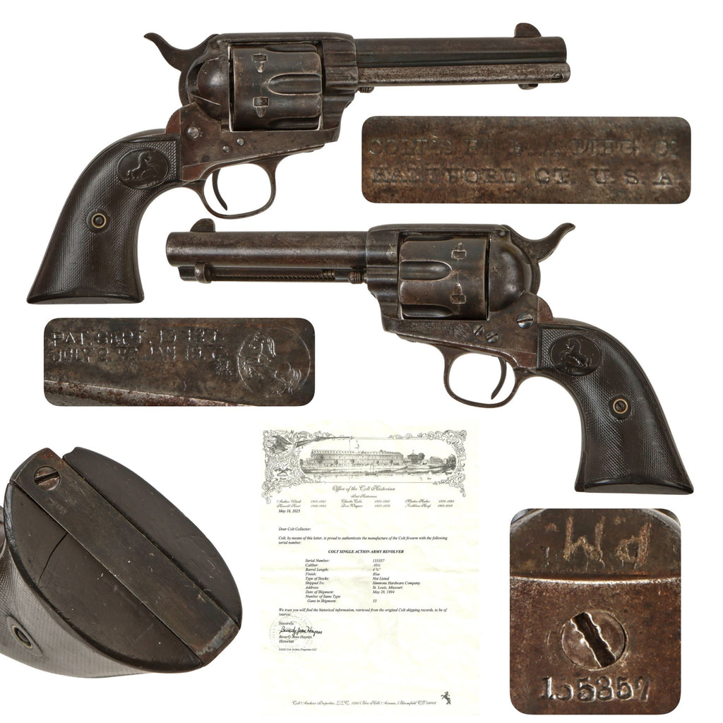 Original U.S. Colt .45cal Single Action Army Revolver Made in 1894 with 4 3/4" Barrel and Factory Letter - Serial 155357