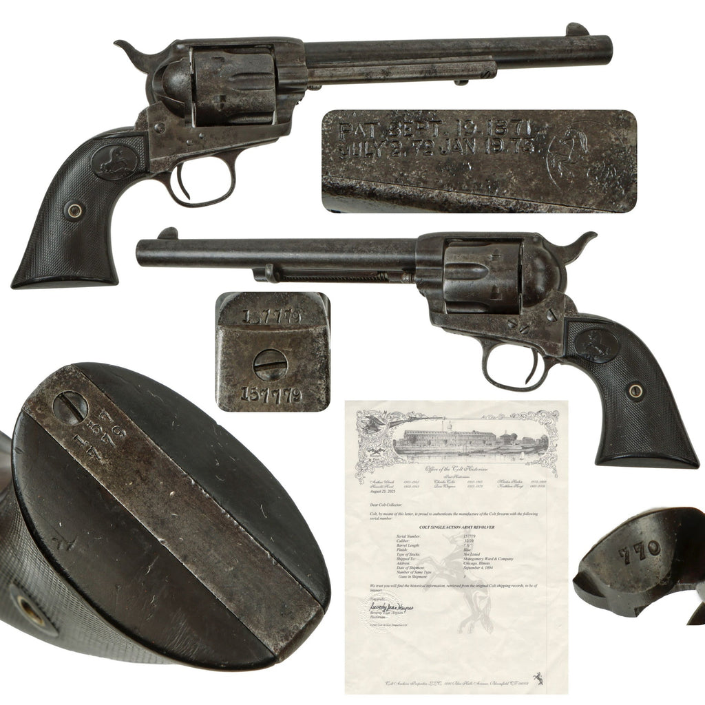 Original U.S. Colt .32-20 W.CF. Single Action Army Revolver Made in 1894 with 7 1/2" Barrel and Factory Letter - Serial 157779 Original Items