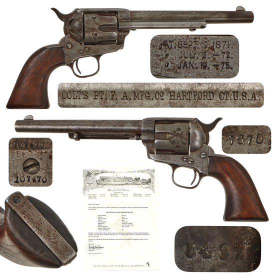 Original U.S. Colt .45cal Single Action Army 7 1/2" Barrel Revolver Made in 1884 with Excellent Bore and Factory Letter - Serial 107670