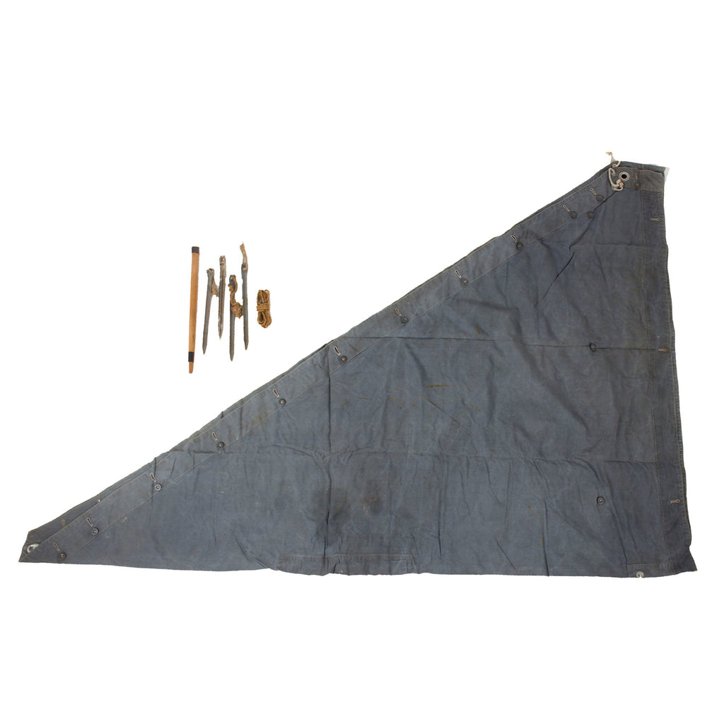 Original Rare German Pre WWII 1937 Dated Waffen-SS Grey "Warei" Zeltbahn Tent Quarter & Poncho with Pole, Stakes, and Rope Original Items