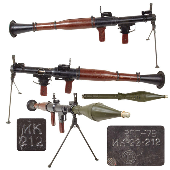 Original Soviet Bulgarian Cold War RPG-7 Rocket Propelled Grenade Inert Launcher RPG with Bipod & Inert Chinese Type 69 Rocket Round Original Items