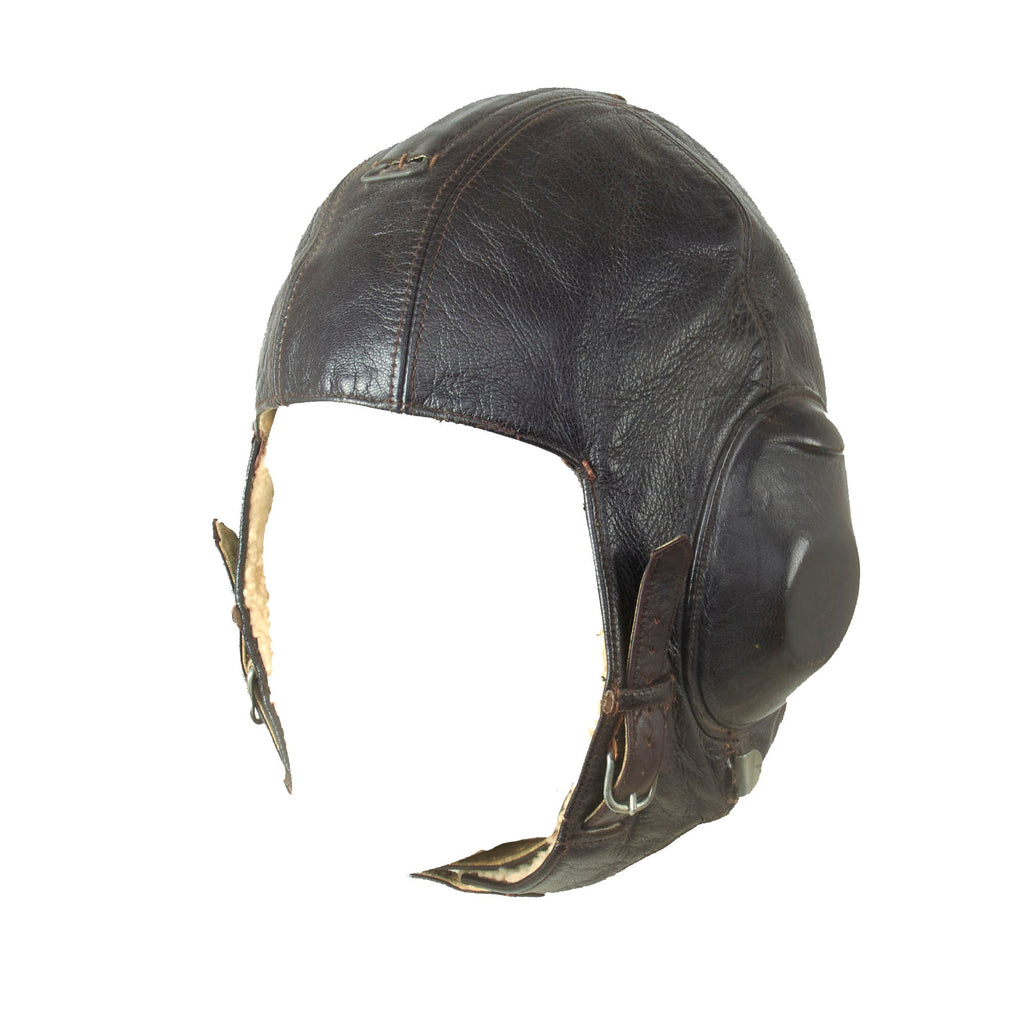 Original German WWII Luftwaffe LKpW101 Leather Winter Flying Helmet by Siemens - Size 60 Original Items