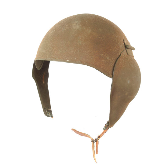 Original U.S. WWII USAAF Bomber Crew M5 Steel FLAK Helmet with Liner and Chinstrap - Great Retained Flocking Original Items