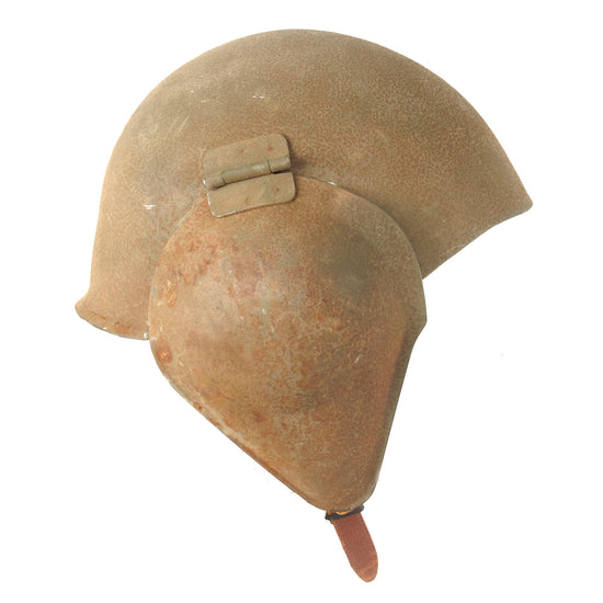 Original U.S. WWII USAAF Bomber Crew M5 Steel FLAK Helmet with Liner and Chinstrap - Great Retained Flocking Original Items