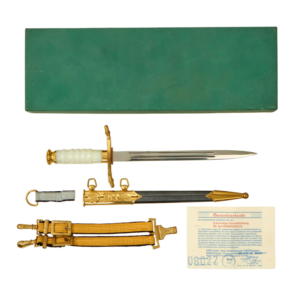 Original East German DDR Cold War NVA Honor Dagger With Hanger, Original Box, and Warranty Card - German Democratic Republic Original Items
