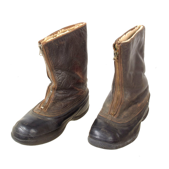 Original Canadian WWII RCAF High Altitude Flight Boots with Rubber by B.F. Goodrich - Size 10 Original Items