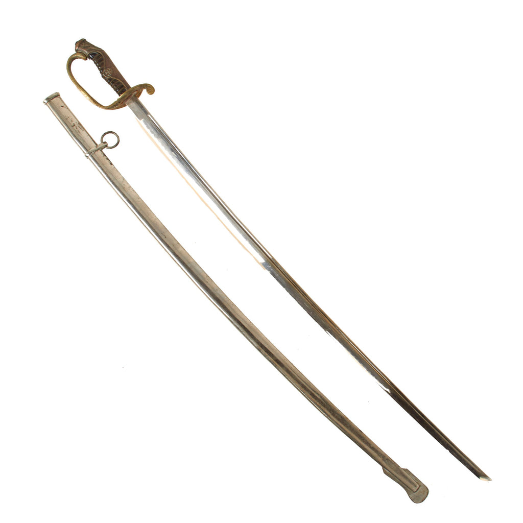 Original Imperial Japanese WWII Army Type 19 Kyu-Gunto Nickel-Plated Parade Officer’s Sword with Scabbard Original Items