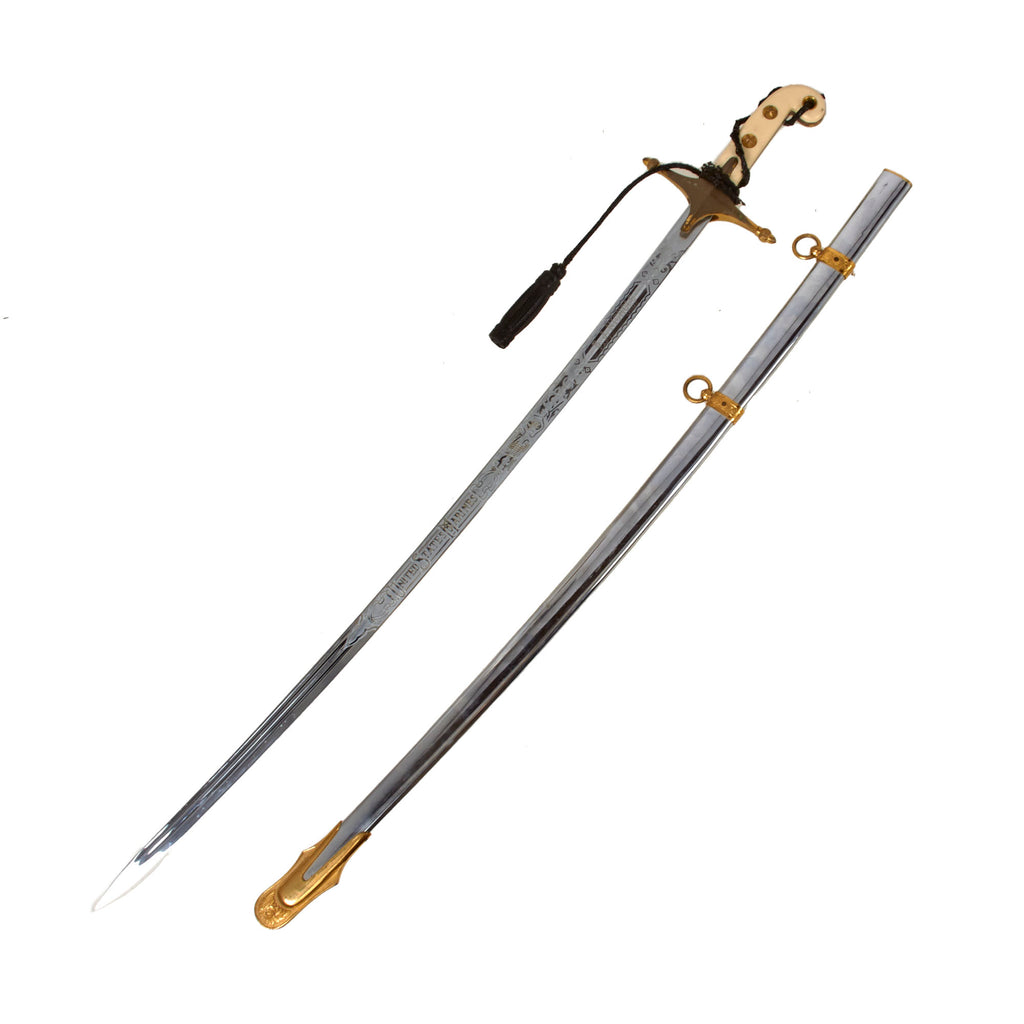Original Vietnam War Era U.S. Marine Corps Officer's Mameluke Sword with Knot by Japan Sword with Scabbard - Captain B.J. Nichols Original Items