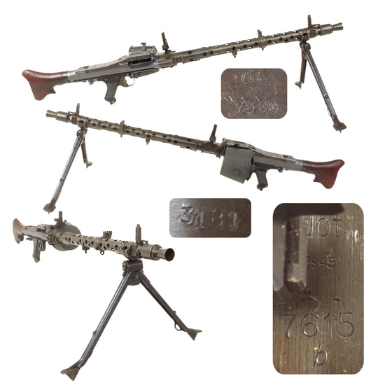 Original German WWII MG 34 Display Machine Gun by Waffenwerke Brünn with Basket Belt Carrier - dated 1945 Original Items