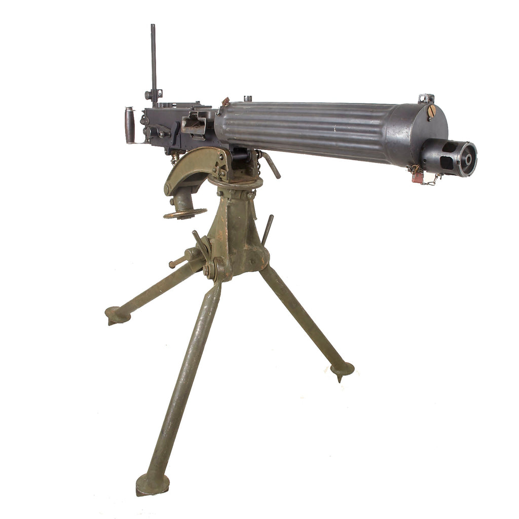 Original British WWI Type Vickers Fluted Display Medium Machine Gun Serial D-3981 with 1933 Dated Tripod Original Items