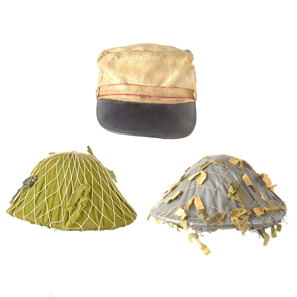 Original Vietnam War Era Pair of Vietcong Helmets with Cambodia Cap Original Items