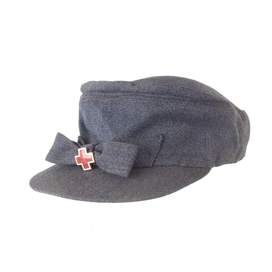 Original U.S. WWII American Red Cross Female Hat with Enamel Pin Original Items