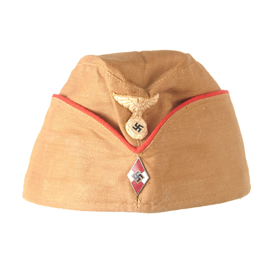 Original German WWII HJ 56cm Summer Overseas Cap with Red "General-HJ" Piping and RZM Tag - HJ Sommer Mütze Original Items