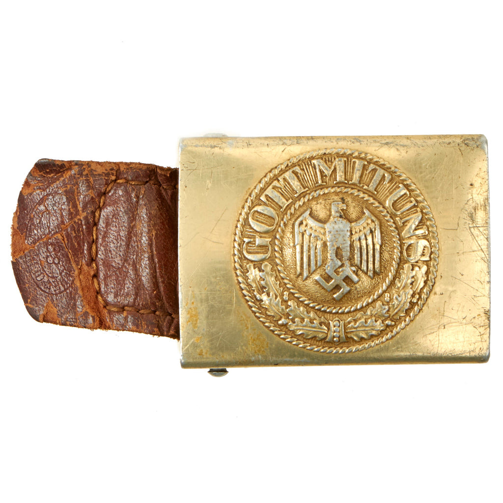Original German WWII Kriegsmarine EM/NCO Gold Finished Aluminum Belt Buckle by Richard Sieper & Söhne - dated 1938 Original Items