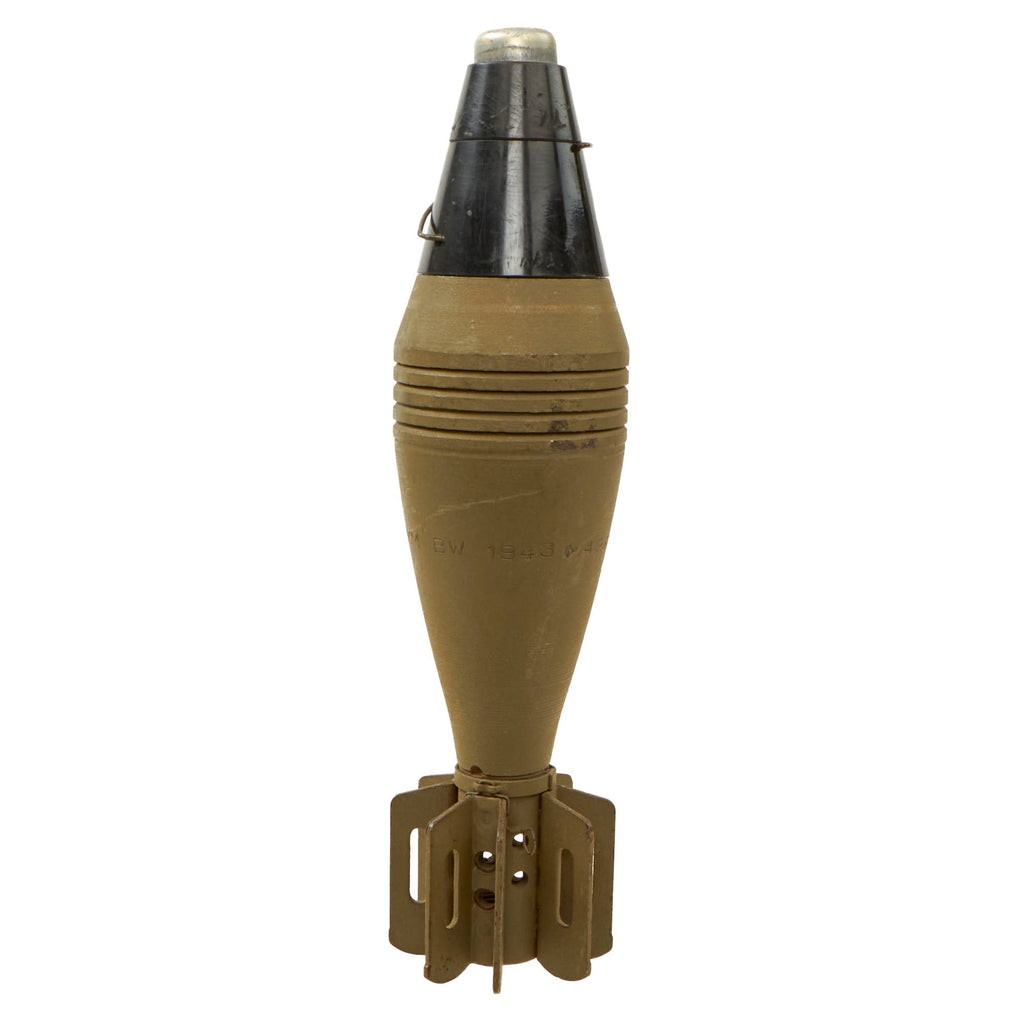 Original U.S. WWII M49A2 60mm Deactivated Mortar Round with Fuse with Original Paint - Dated 1943 - Inert Original Items