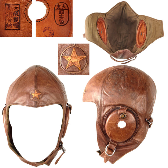 Original Imperial Japanese WWII Army Air Service Summer Flight Helmet with Good Markings Original Items