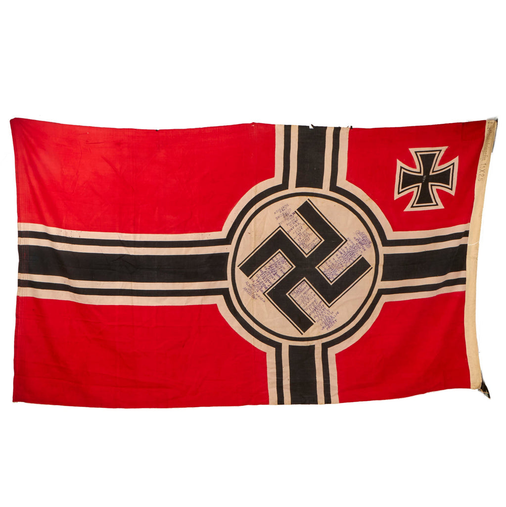 Original German WWII USGI Signed and Dated Bring Back Kriegsmarine 150cm x 250cm Naval Battle Flag - Reichskriegsflagge Original Items