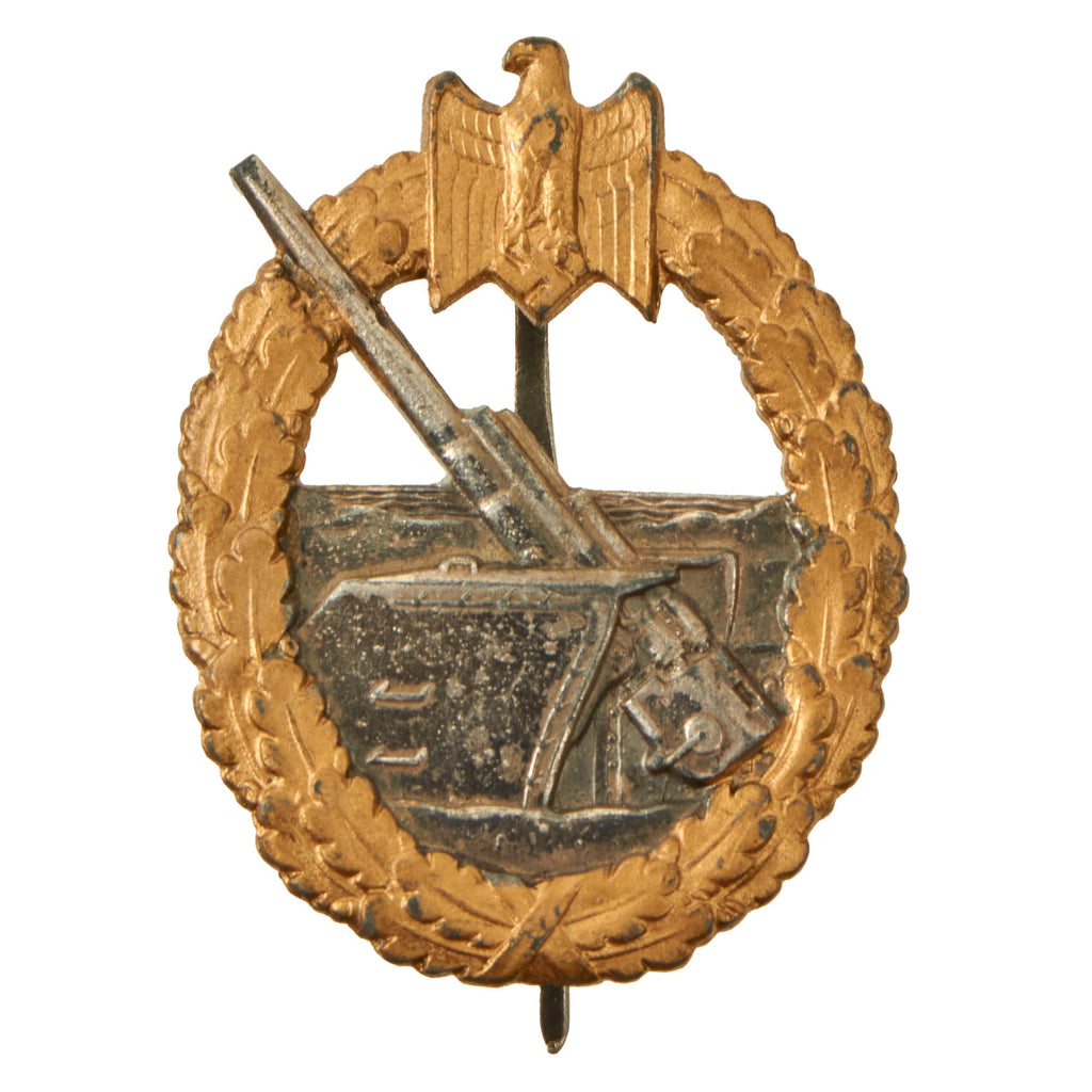 Original German WWII Early Tombak Kriegsmarine Navy Coastal Artillery Badge by C. Schwerin & Sohn of Berlin Original Items