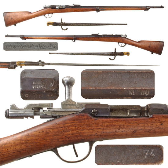 Original French Modèle 1866-74 M80 Gras Converted Rifle by Châtellerault Serial AB 59934 with M1874 Bayonet and Scabbard - Dated 1873 Original Items