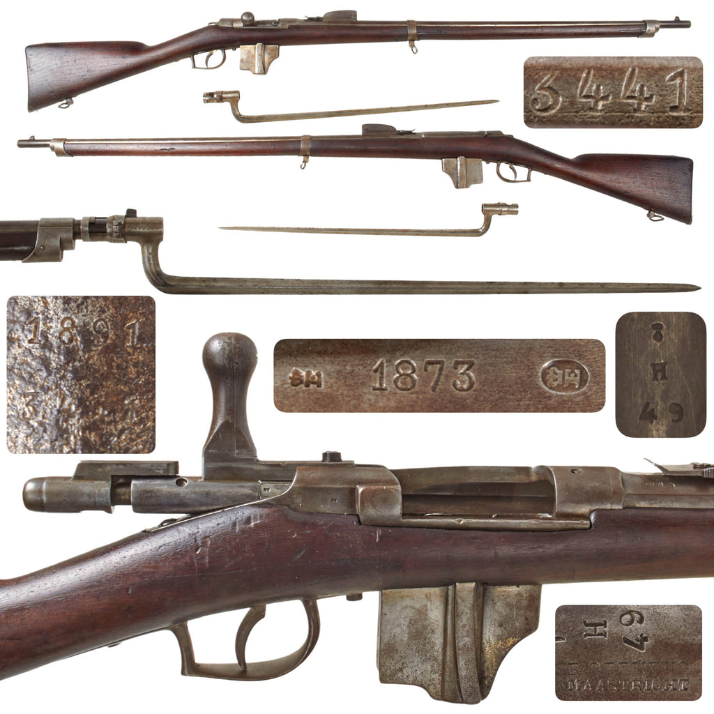 Original Dutch Beaumont-Vitali M1871/88 Bolt Action Magazine Conversion Rifle Serial 3441 with Bayonet - Dated 1873 and 1891 Original Items