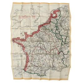 Original British WWII RAF MI9 Double-Sided Silk Escape & Evasion Map 9.C(a) / 2.B - France & Germany, c. 1940-1942