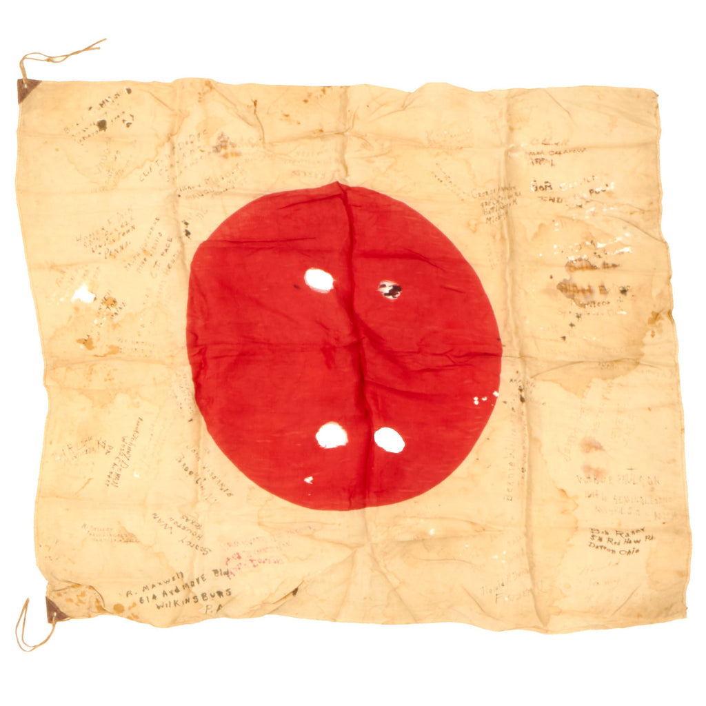 Original Japanese WWII U.S. Navy 28th Construction Battalion Captured Silk Flag with 47 Signatures - 25 x 31” Original Items