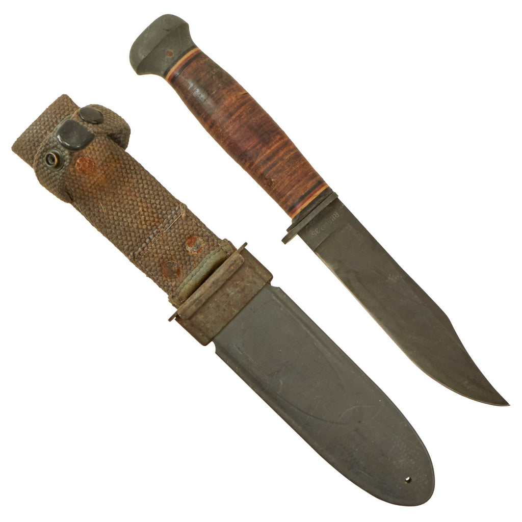Original U.S. WWII Navy USN Mark 1 PAL RH-35 Fighting Knife with USN MK1 Scabbard by B.M. Co Original Items