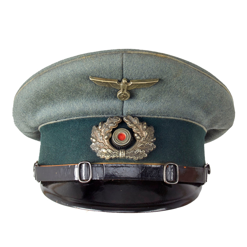 Original German WWII Army Heer Infantry or Supply EM/NCO Schirmmütze Visor Cap - Color Bleed on Piping Original Items