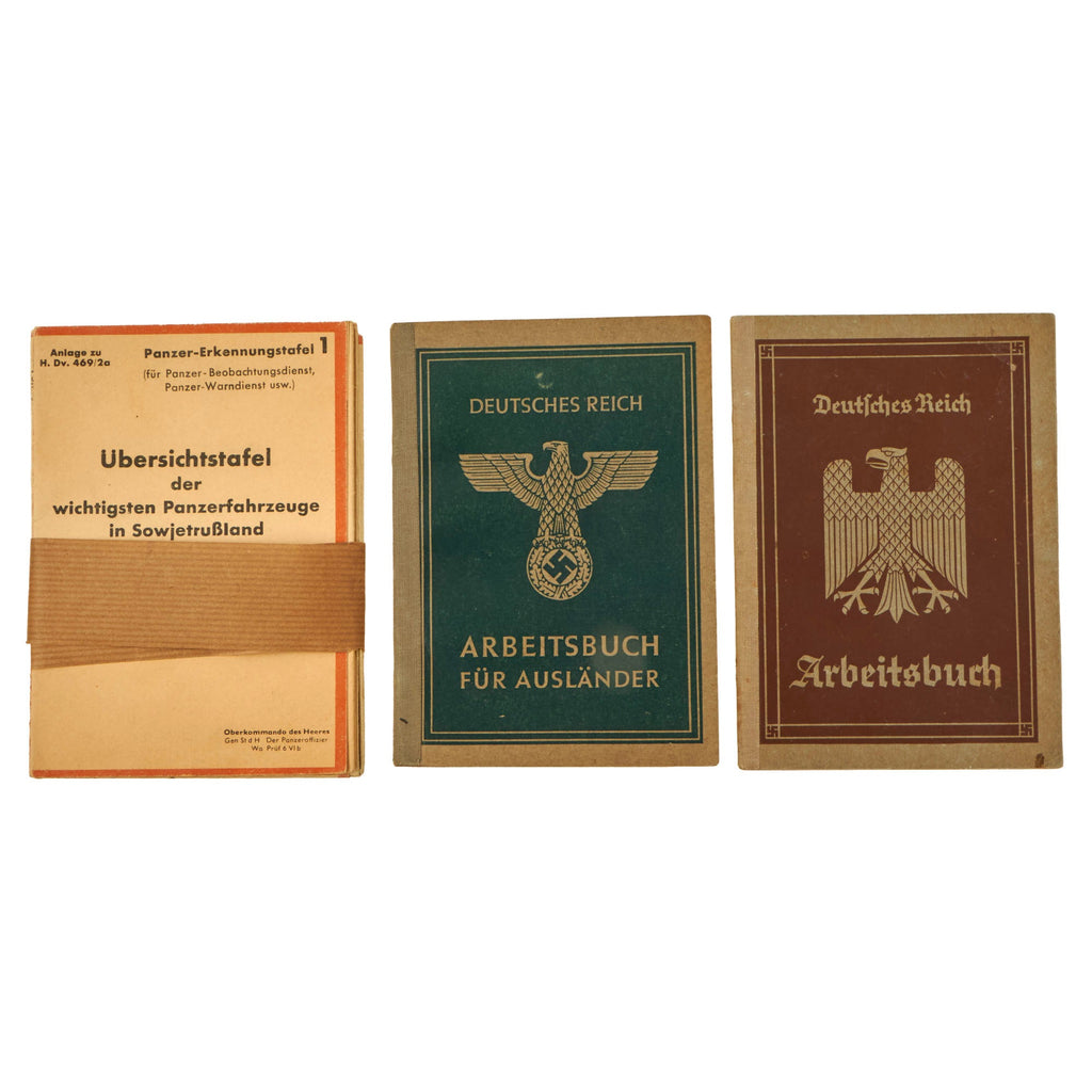 Original German WWII Set of Four Tank and Armored Vehicle Identification Documents with Two Workbook IDs Original Items