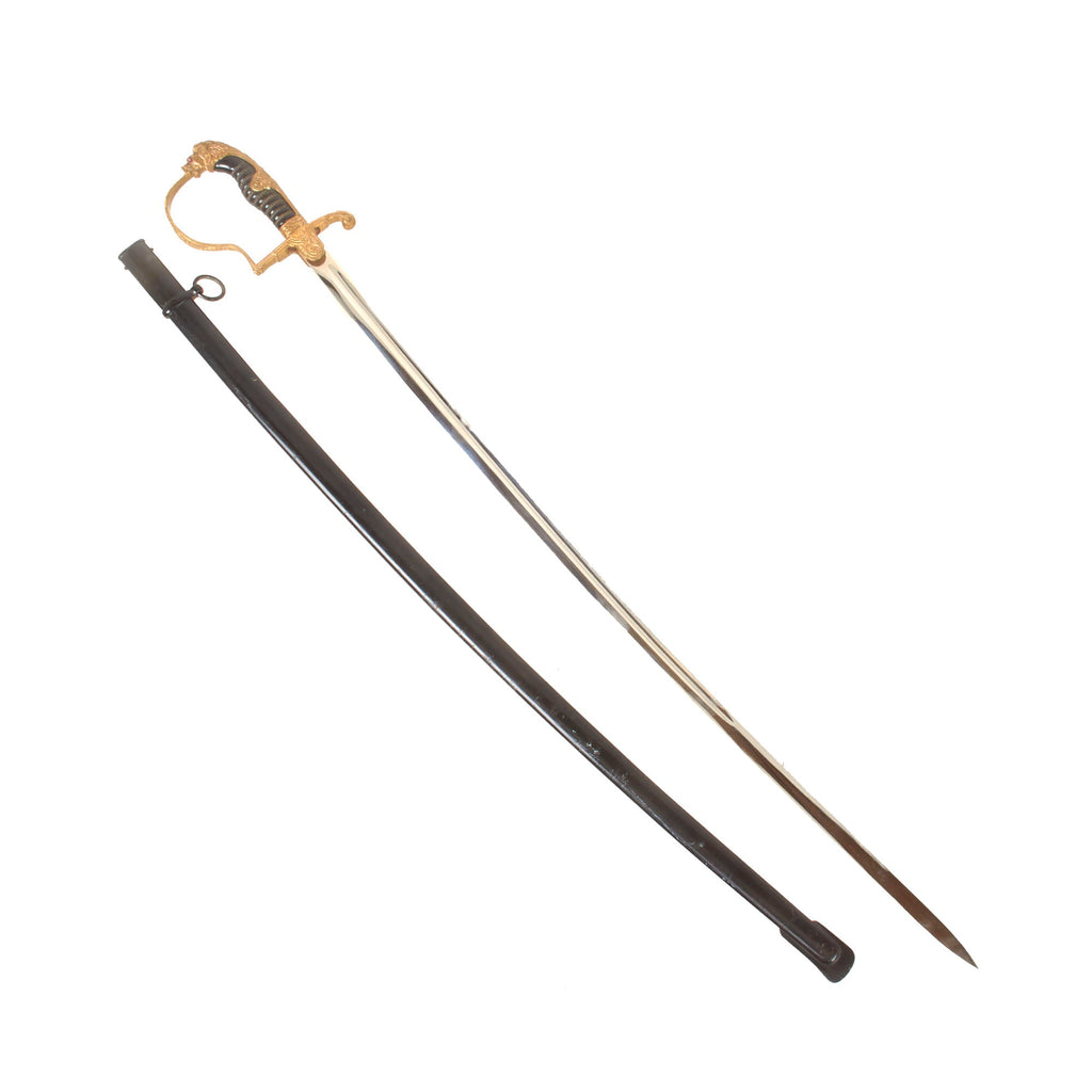 Original German WWII Blücher Pattern Field Marshal Lion Head Officers Sword by Carl Eickhorn with Steel Scabbard Original Items