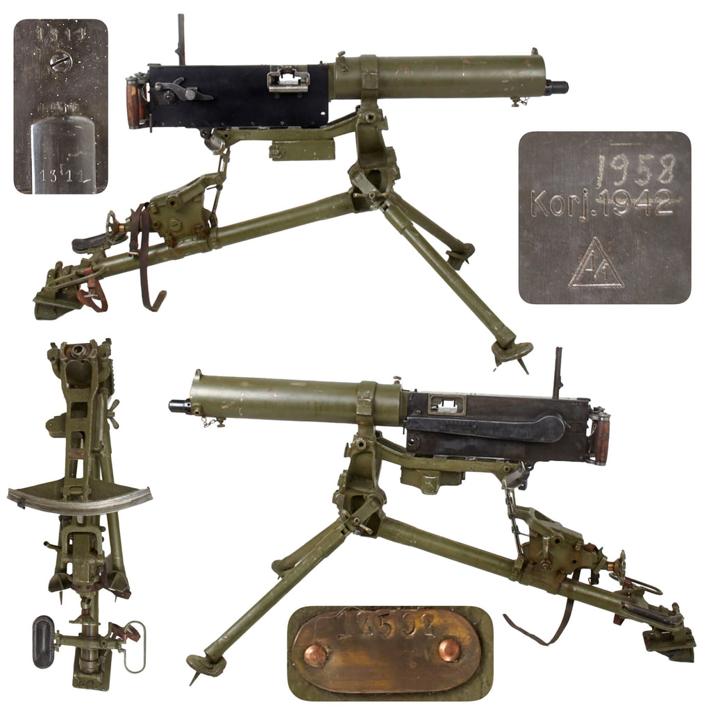 Original Finnish WWII 1942 Dated Russian Maxim M/09-21 Smooth Jacket Display Machine Gun with M/21 Ring Mount Tripod Original Items