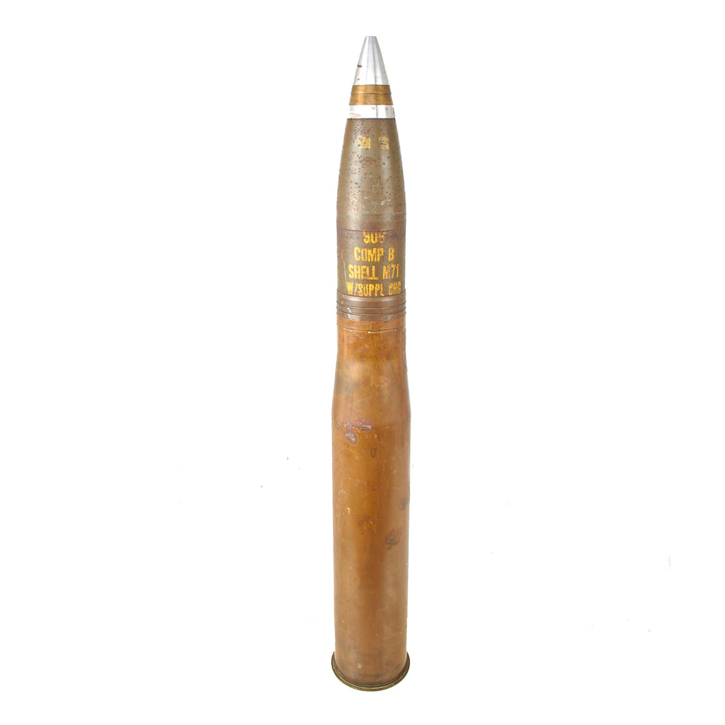 Original U.S. Cold War Inert 90mm M71 High Explosive Anti-Aircraft Round in M19 Casing - Dated 1944 & 1953 Original Items