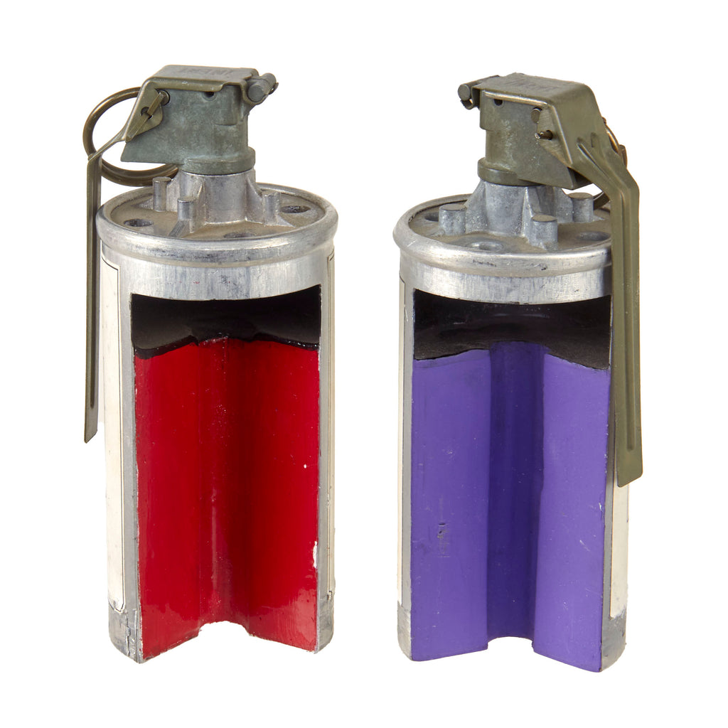 Original U.S. GWOT Inert NonLethal Technologies Cutaway MP-2-V & MP-2-R Smoke Grenade Display Models Original Items