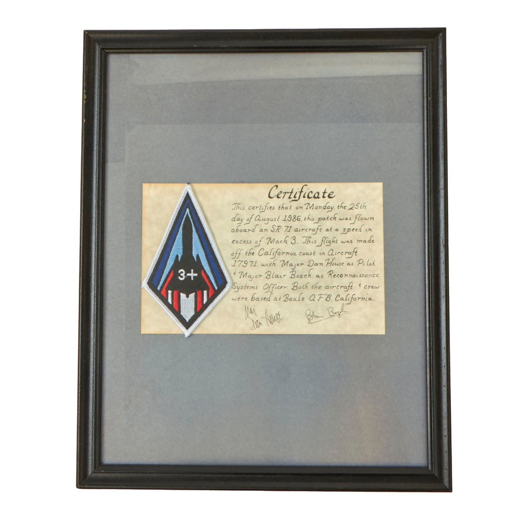 Original U.S. Framed SR-71 Blackbird Patch Flown at Speed in Excess of Mach 3 - 12 x 15” Original Items