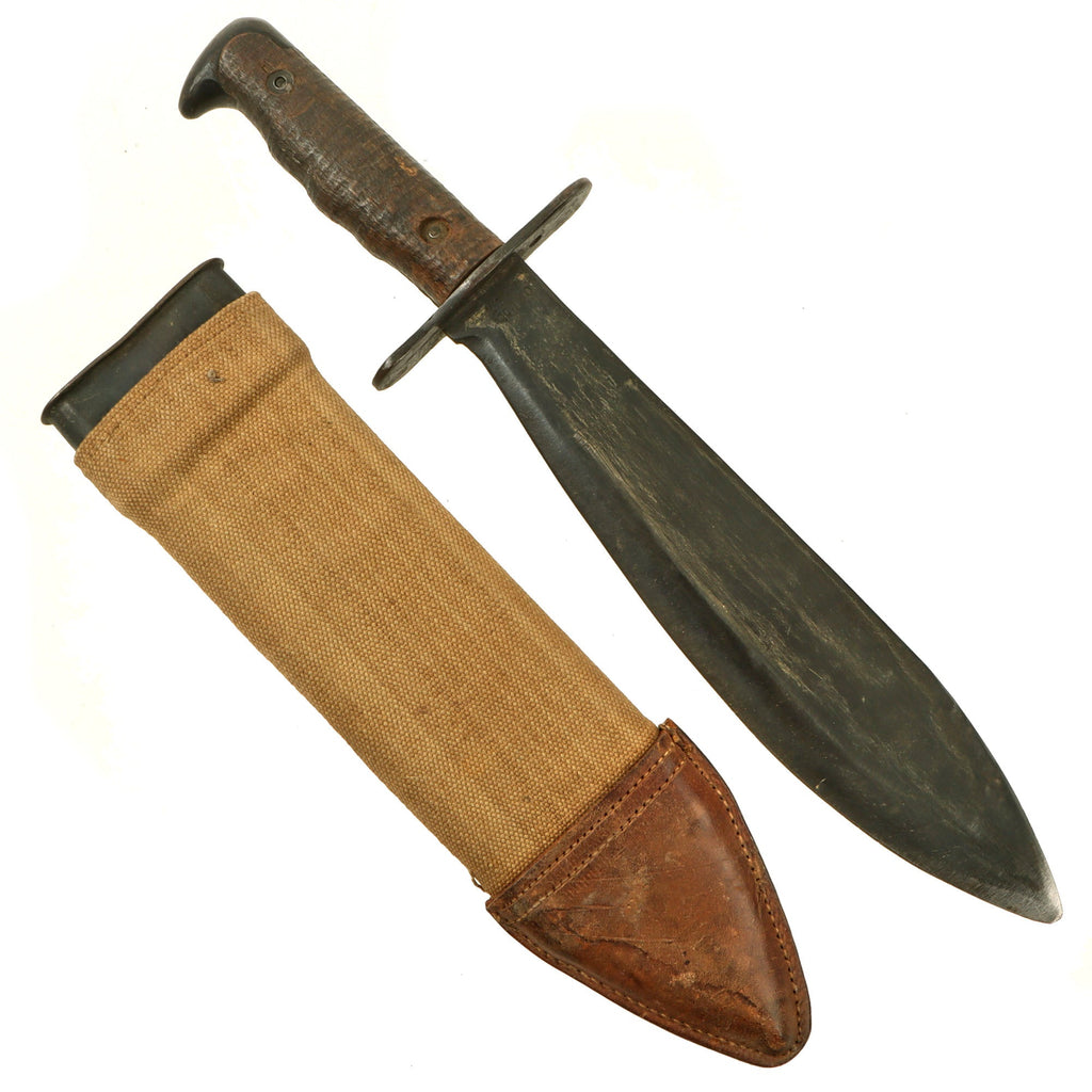 Original U.S. WWI Model 1917 Bolo Knife by Plumb St. Louis with 1918-Dated Canvas Scabbard - Dated 1918 Original Items