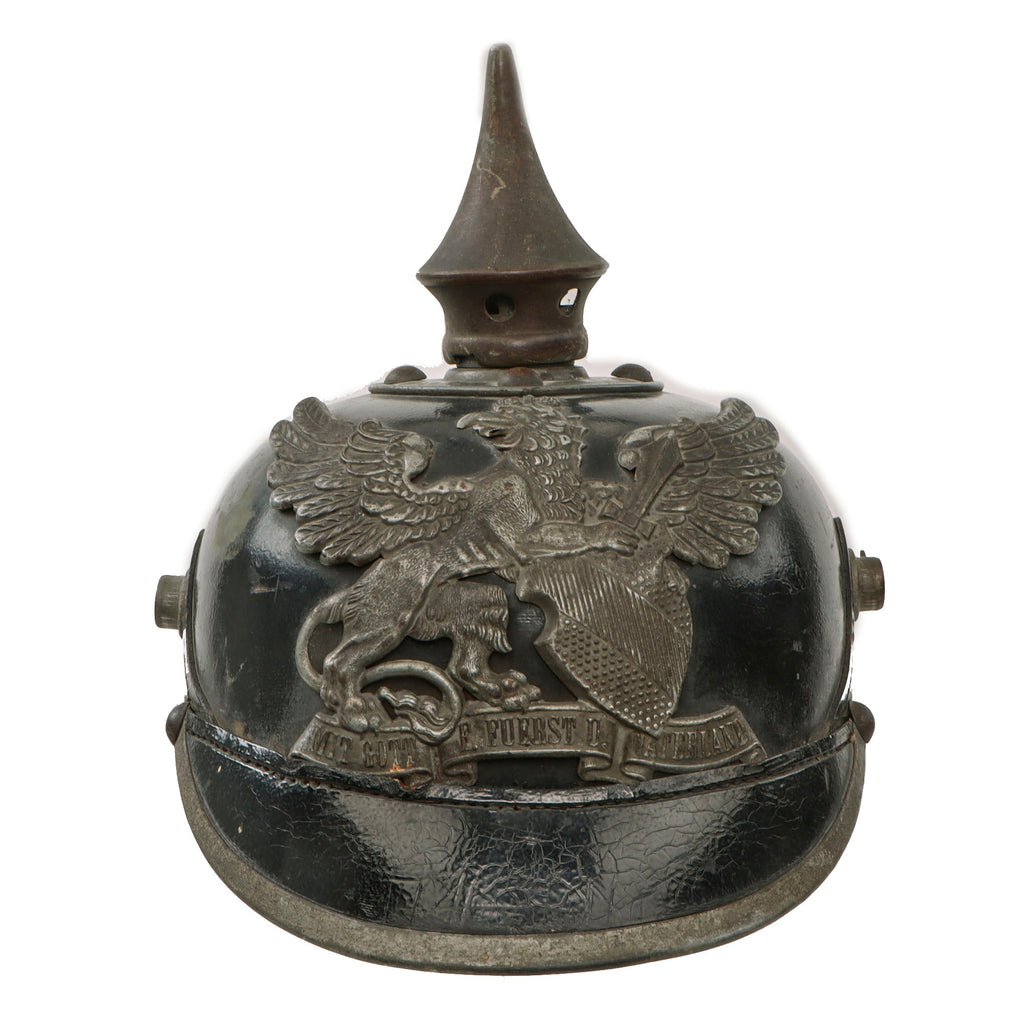 Original Imperial German WWI Grand Duchy of Baden M1915 Infantry EM/NCO Pickelhaube Helmet with Loose Visors - No Cockades or Chinstrap Original Items