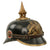 Original German WWI Bavarian Model 1914 Tin Plate Pickelhaube Helmet Repainted with Brass Components Polished & Lacquered - Eisenblech Ersatz-Helme - Likely Manufactured by Bing of Nurnberg Original Items