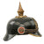 Original German WWI Bavarian Model 1914 Tin Plate Pickelhaube Helmet Repainted with Brass Components Polished & Lacquered - Eisenblech Ersatz-Helme - Likely Manufactured by Bing of Nurnberg Original Items