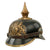 Original German WWI Bavarian Model 1914 Tin Plate Pickelhaube Helmet Repainted with Brass Components Polished & Lacquered - Eisenblech Ersatz-Helme - Likely Manufactured by Bing of Nurnberg Original Items