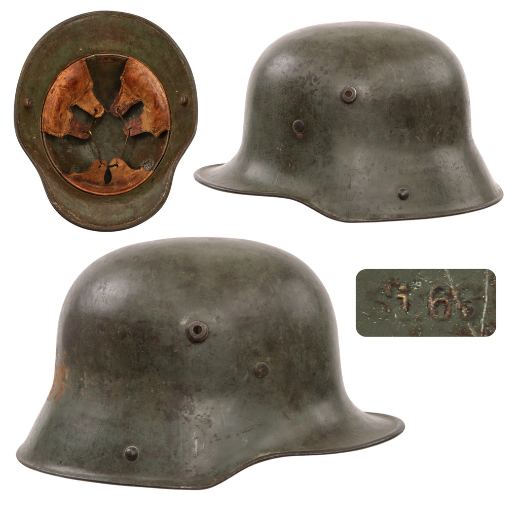 Original Imperial German WWI M16 Stahlhelm Helmet with M1917 Liner - Marked Si. 66 Original Items