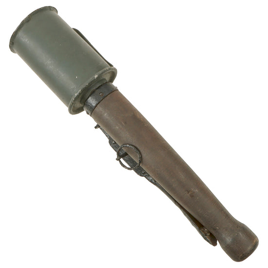 Original German WWI Inert M1915 Poppenberg Percussion Stick Hand Grenade Head & Fittings with Reproduction Wooden Handle- Stielhandgranate Original Items