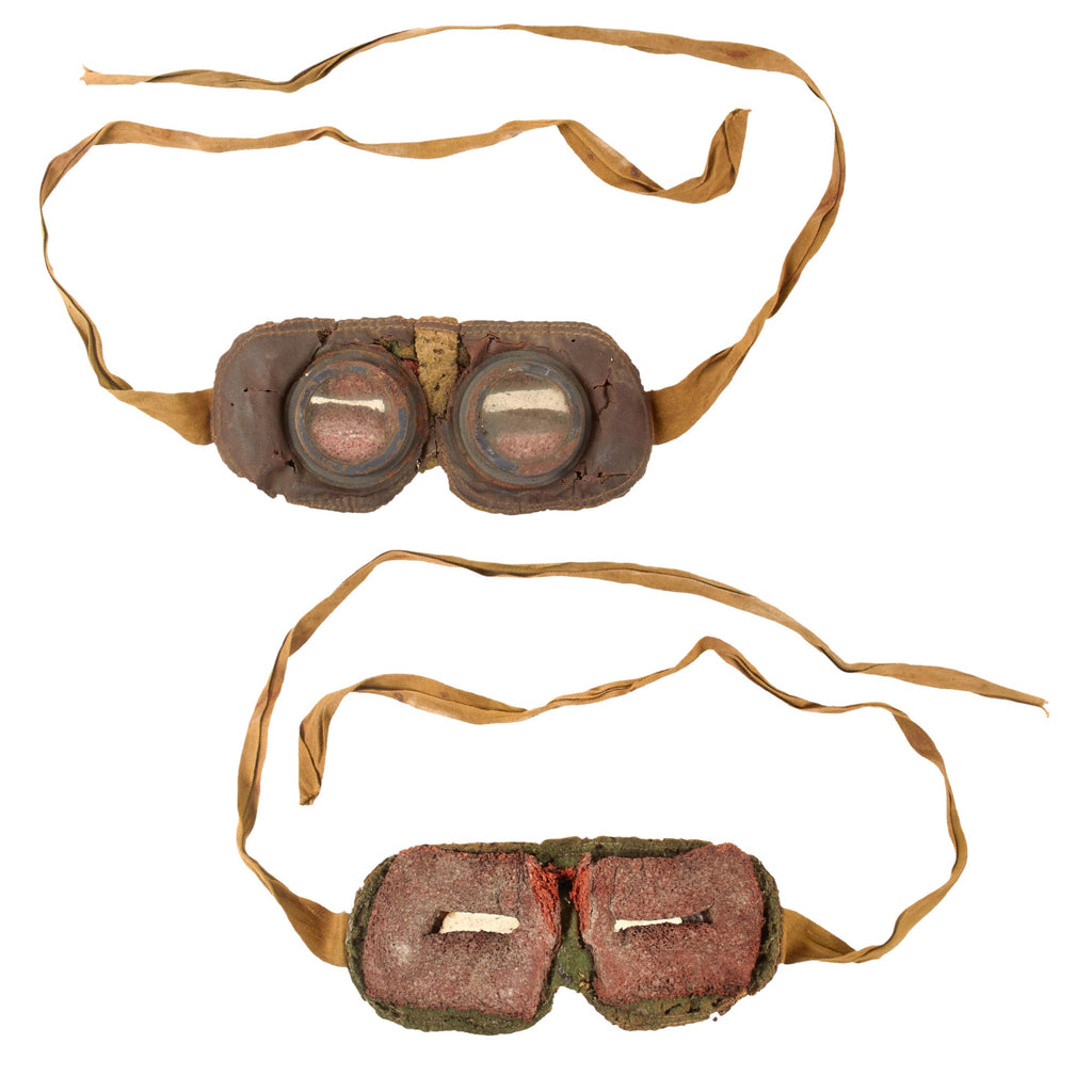 Original British WWI Anti-Gas Sponge Goggles with Canvas Tie Straps - Circa 1915 Original Items