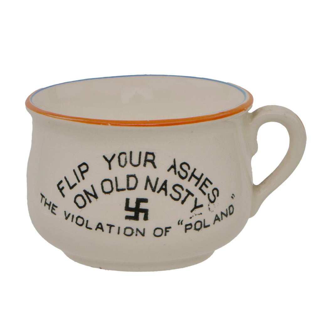 Original British WWII Homefront Anti-Axis Propaganda Caricature Adolf Teacup Ashtray by Fieldings Original Items