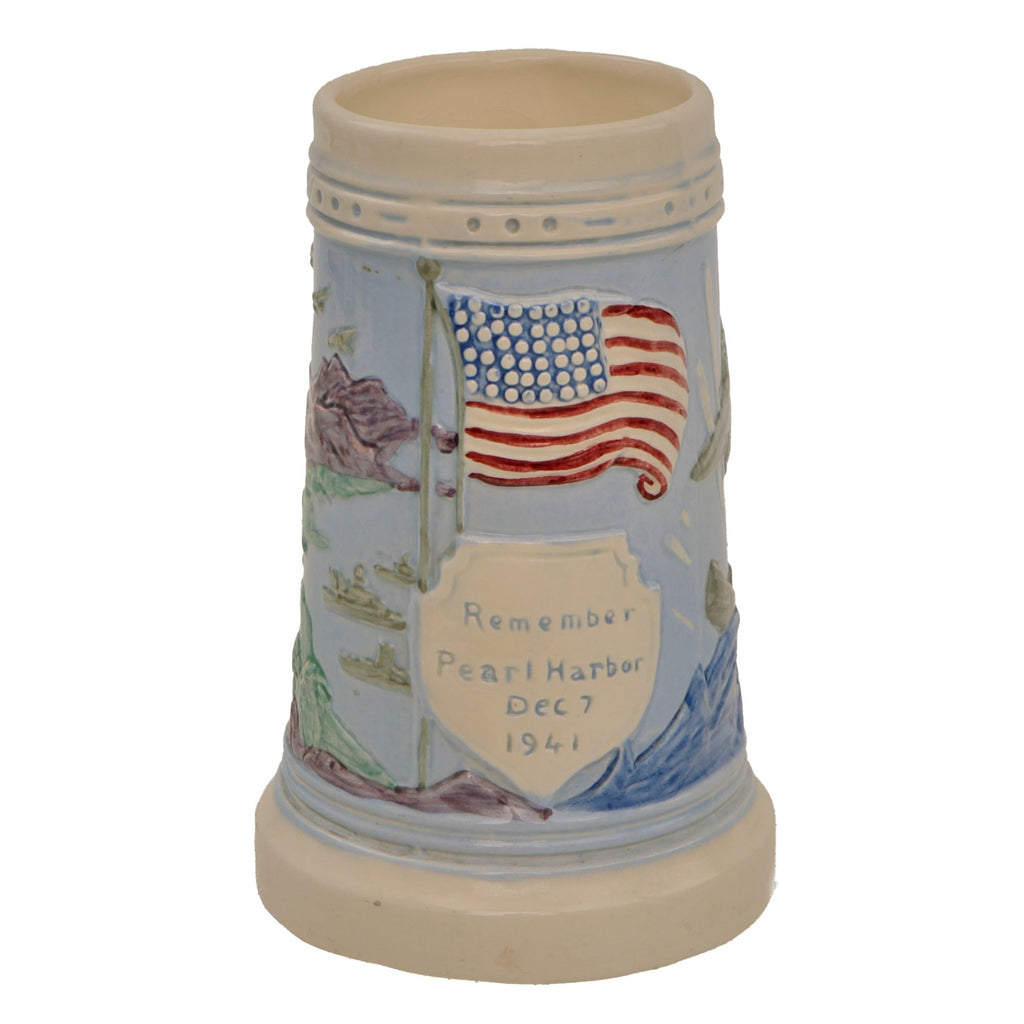 Original U.S. WWII Patriotic “Remember Pearl Harbor” Ceramic Mug by Metlox Original Items