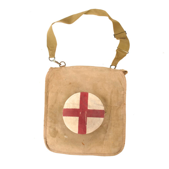 Original U.S. Pre-WWI M1902 Haversack with Painted Medical Panel and WWII 1942-Dated Carry Strap Original Items