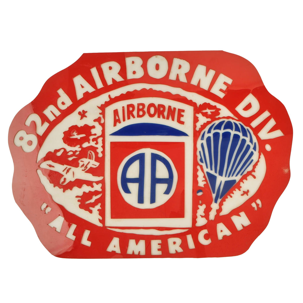 Original U.S. Cold War Era 82nd Airborne Division “All American” Acrylic Veterans Sign with Provenance Note on Reverse - Won in 1985 Competition - 16 ½ x 22” Original Items