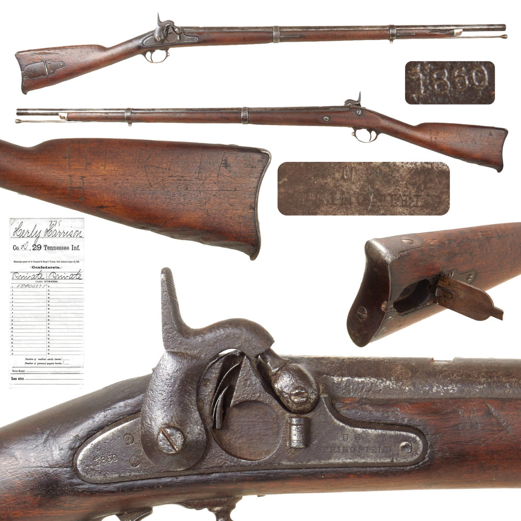 Original U.S. Civil War Springfield M1855 Rifle Named to Confederate KIA Soldier Harrison Herlie, 29th Tennessee Infantry with Research - Dated 1860 Original Items