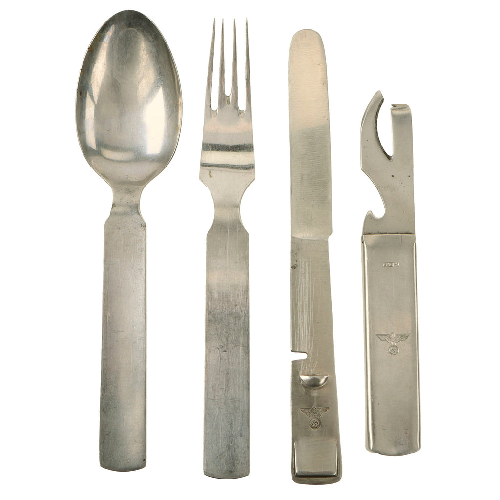 Original German WWII Mess Kit Utensil Set Dated 1941 - Steel and Stainless Steel Original Items