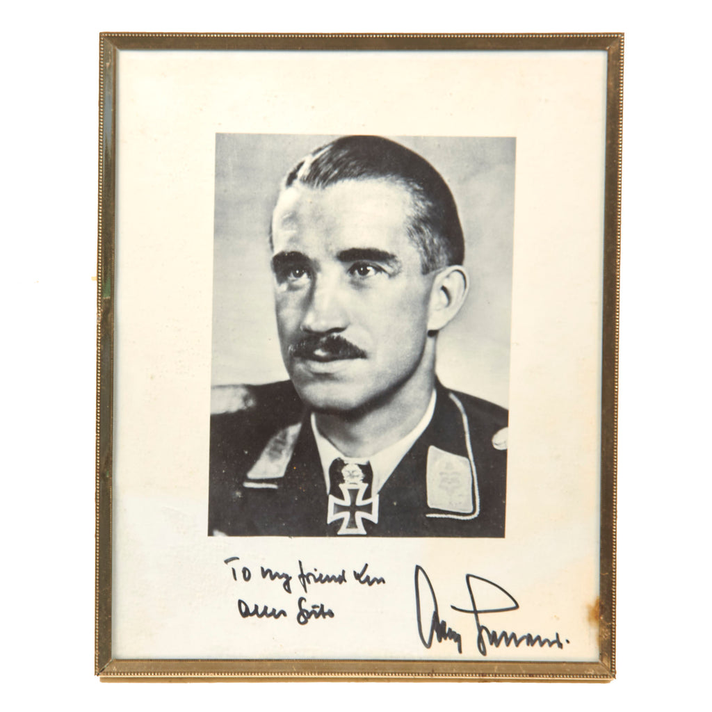 Original German WWII Luftwaffe Ace Pilot Generalleutnant Adolf Galland Signed Framed Portrait, 8⅛ x 10⅛” Original Items