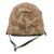 Original U.S. Korean War USMC WWII Front Seam Swivel Bale M1 Helmet with First Pattern USMC Camouflage Cover & Firestone Liner Original Items